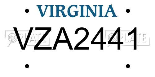 VZA2441 Virginia License Plate