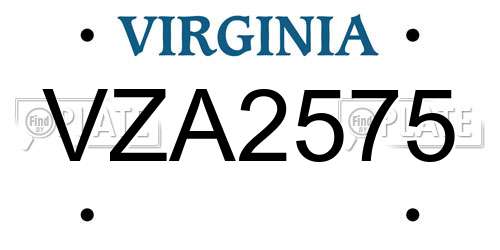 VZA2575 Virginia License Plate