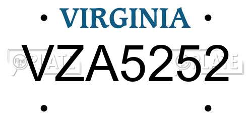 VZA5252 Virginia License Plate