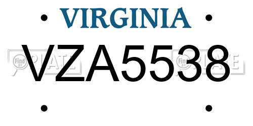 VZA5538 Virginia License Plate