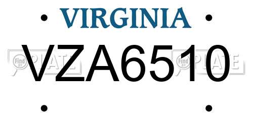 VZA6510 Virginia License Plate
