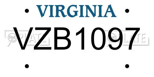 VZB1097 Virginia License Plate
