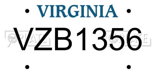 VZB1356 Virginia License Plate