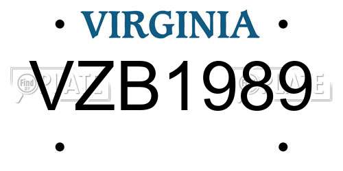 VZB1989 Virginia License Plate