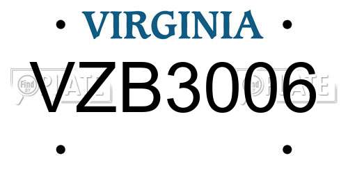 VZB3006 Virginia License Plate