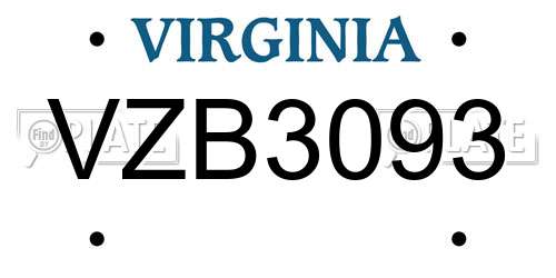 VZB3093 Virginia License Plate