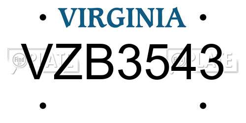 VZB3543 Virginia License Plate