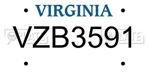 VZB3591 Virginia License Plate
