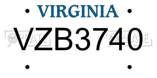 VZB3740 Virginia License Plate