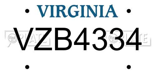 VZB4334 Virginia License Plate