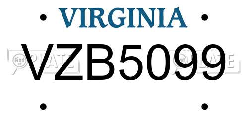 VZB5099 Virginia License Plate