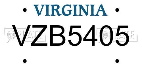 VZB5405 Virginia License Plate