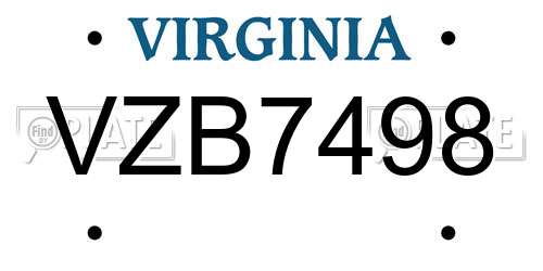 VZB7498 Virginia License Plate
