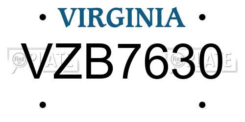 VZB7630 Virginia License Plate