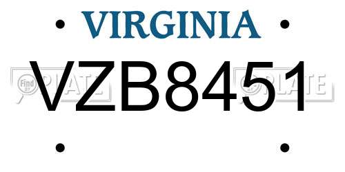 VZB8451 Virginia License Plate