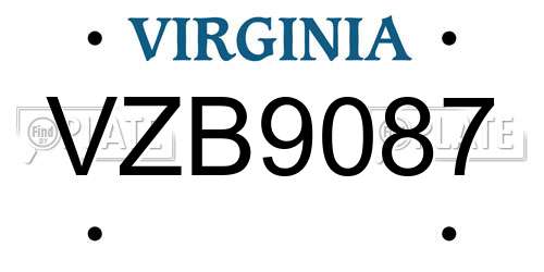 VZB9087 Virginia License Plate