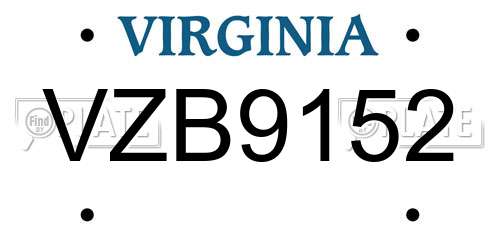 VZB9152 Virginia License Plate