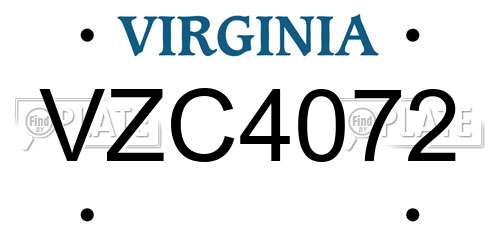 VZC4072 Virginia License Plate