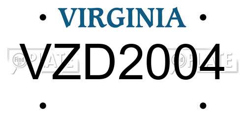 VZD2004 Virginia License Plate