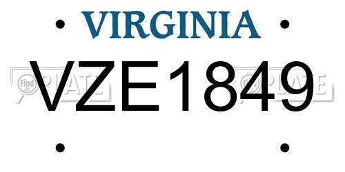 VZE1849 Virginia License Plate