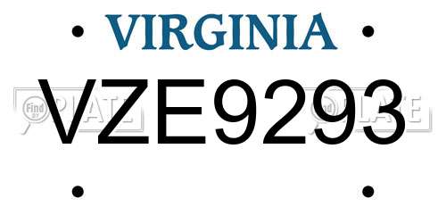 VZE9293 Virginia License Plate
