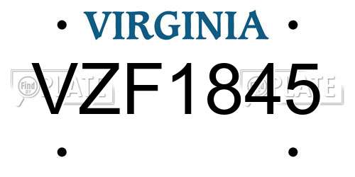 VZF1845 Virginia License Plate