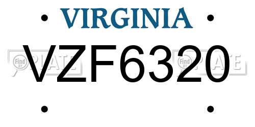 VZF6320 Virginia License Plate