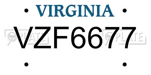 VZF6677 Virginia License Plate