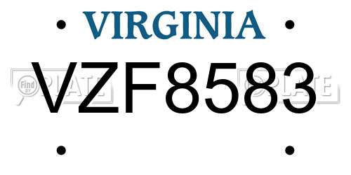 VZF8583 Virginia License Plate