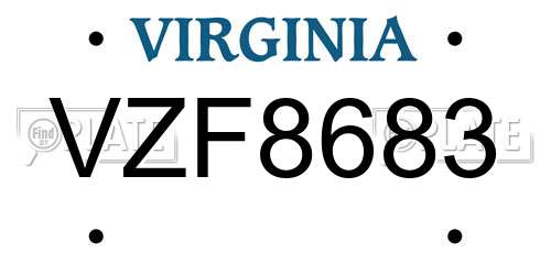 VZF8683 Virginia License Plate