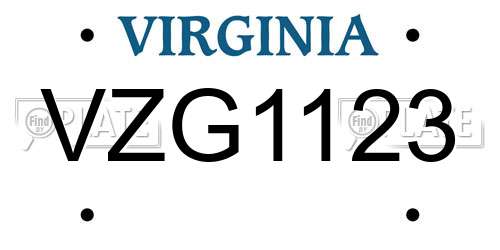 VZG1123 Virginia License Plate