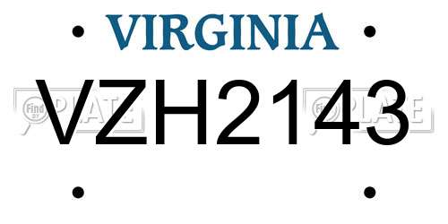 VZH2143 Virginia License Plate