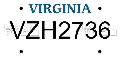 VZH2736 Virginia License Plate