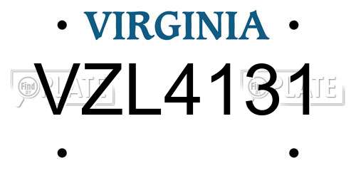 VZL4131 Virginia License Plate
