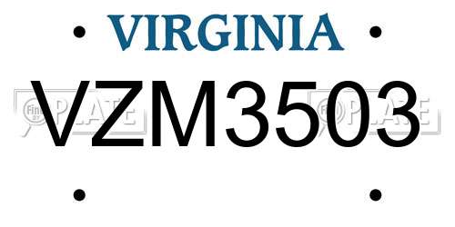 VZM3503 Virginia License Plate