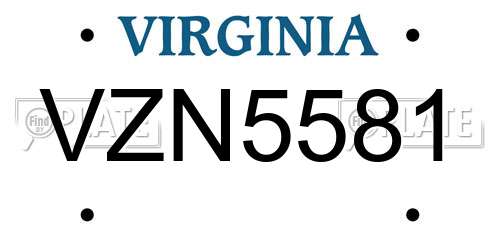 VZN5581 Virginia License Plate
