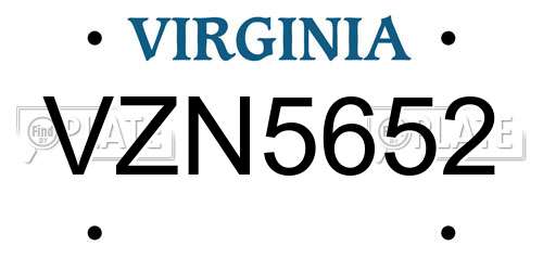 VZN5652 Virginia License Plate
