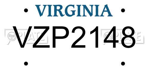 VZP2148 Virginia License Plate