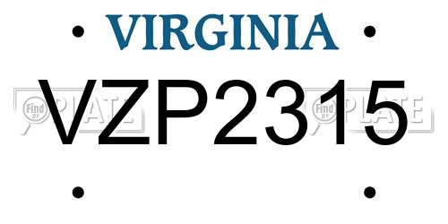 VZP2315 Virginia License Plate