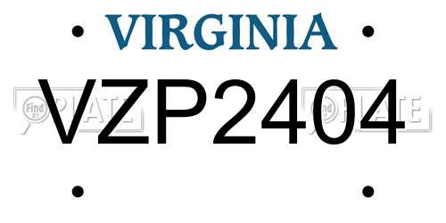 VZP2404 Virginia License Plate