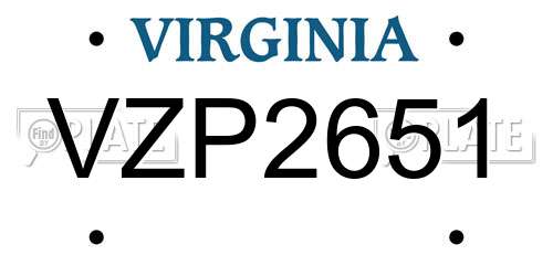 VZP2651 Virginia License Plate
