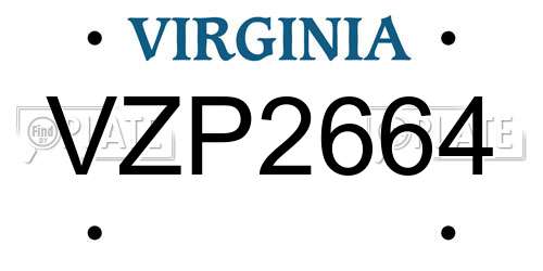 VZP2664 Virginia License Plate