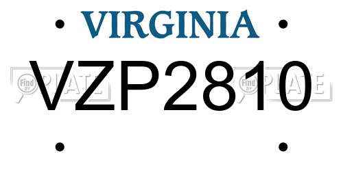 VZP2810 Virginia License Plate