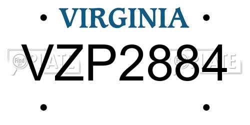 VZP2884 Virginia License Plate