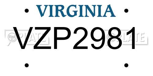 VZP2981 Virginia License Plate