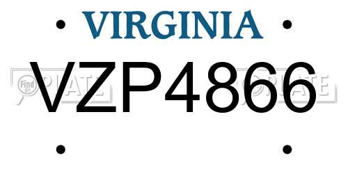 VZP4866 Virginia License Plate