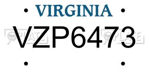 VZP6473 Virginia License Plate
