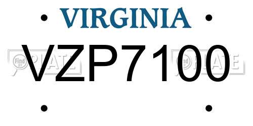 VZP7100 Virginia License Plate