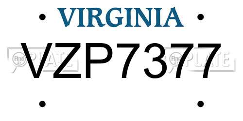VZP7377 Virginia License Plate