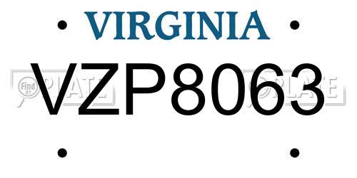 VZP8063 Virginia License Plate